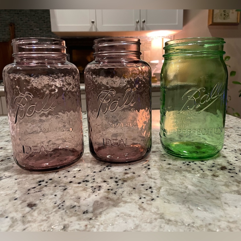 Ball Glass Mason Jars - Pink and Green Set